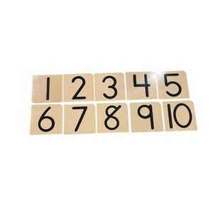 Vintage Number Flashcards 1-10 Laminated Black On Beige Background